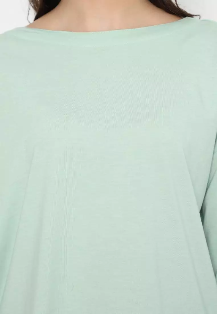 Matsuda Kaos Oversize Polos Wanita Lengan Panjang T Shirt Olive