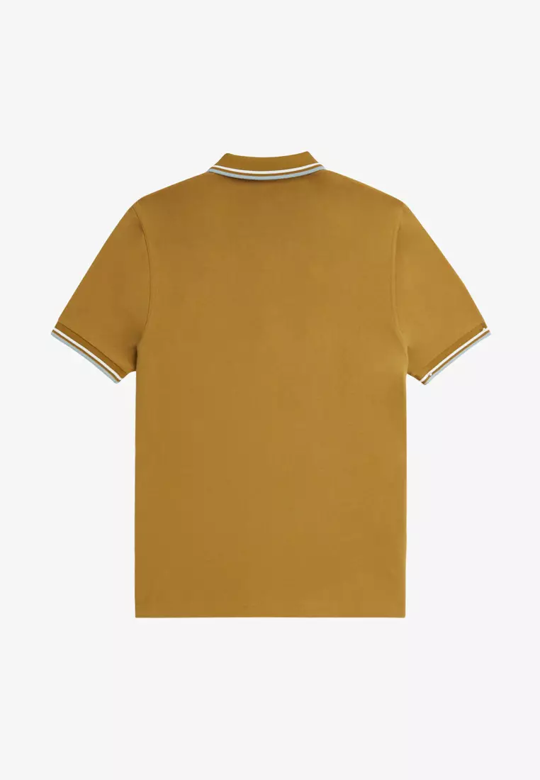 Fred Perry M3600 Twin Tipped Fred Perry Shirt (Dark Caramel / Snow White / Silver Blue)