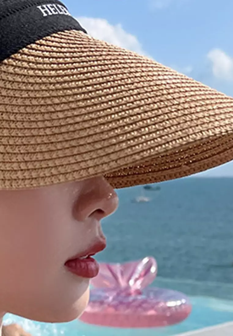 Sunscreen Sunshade Empty Top Woven Straw  Hat Cap A22062401KIBK