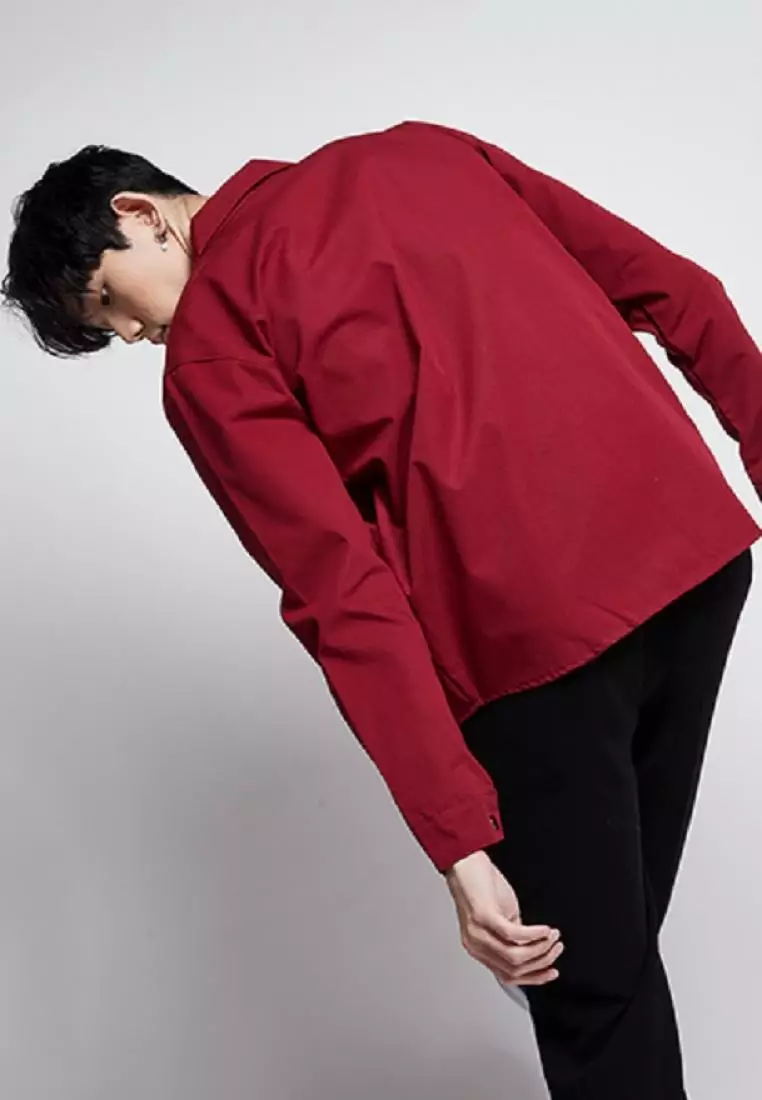 Jaket parka outer jaket pria semi parka warna Marun