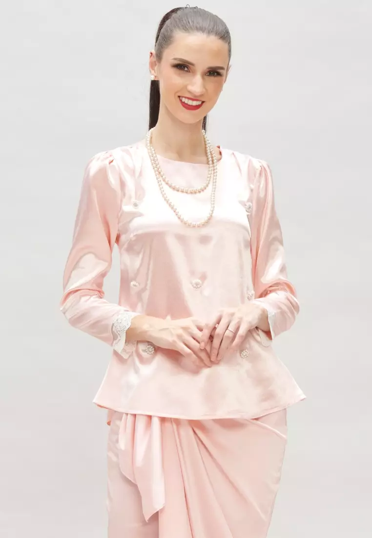 Pearl beaded Lace Satin Top