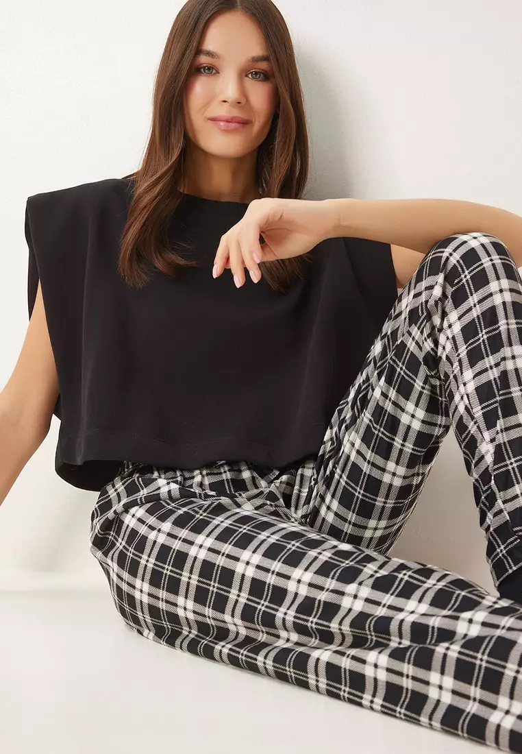 Patterned Soft Texture Knitted Pajama Bottoms