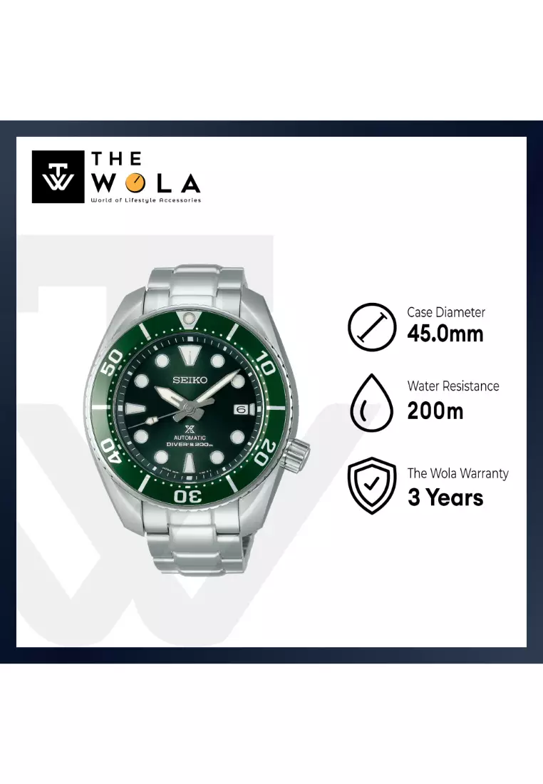 Prospex Sumo SPB103J1 Automatic Diver Men's Watch – Green Dial, Silver Stainless Steel Band