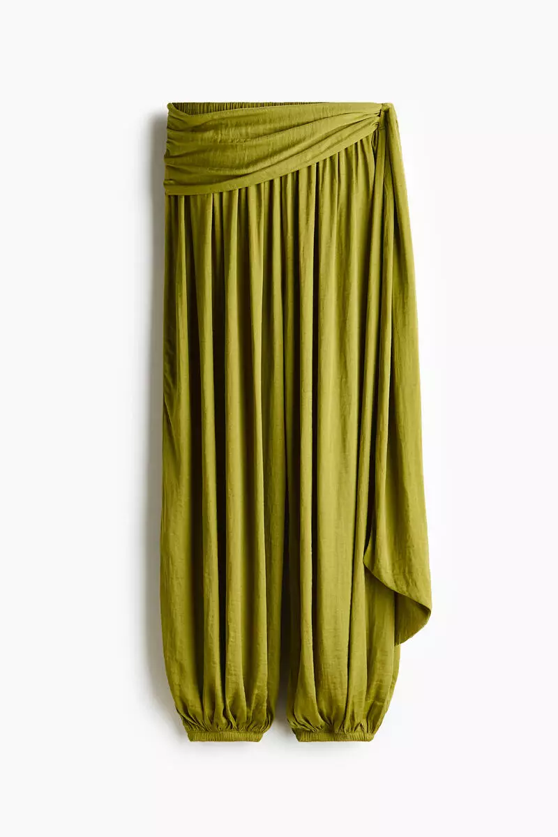 Draped-panel balloon trousers