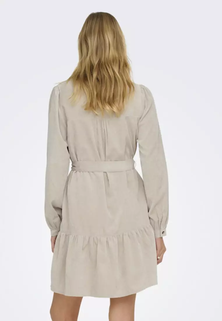 Long Sleeve Cord Belt Dress