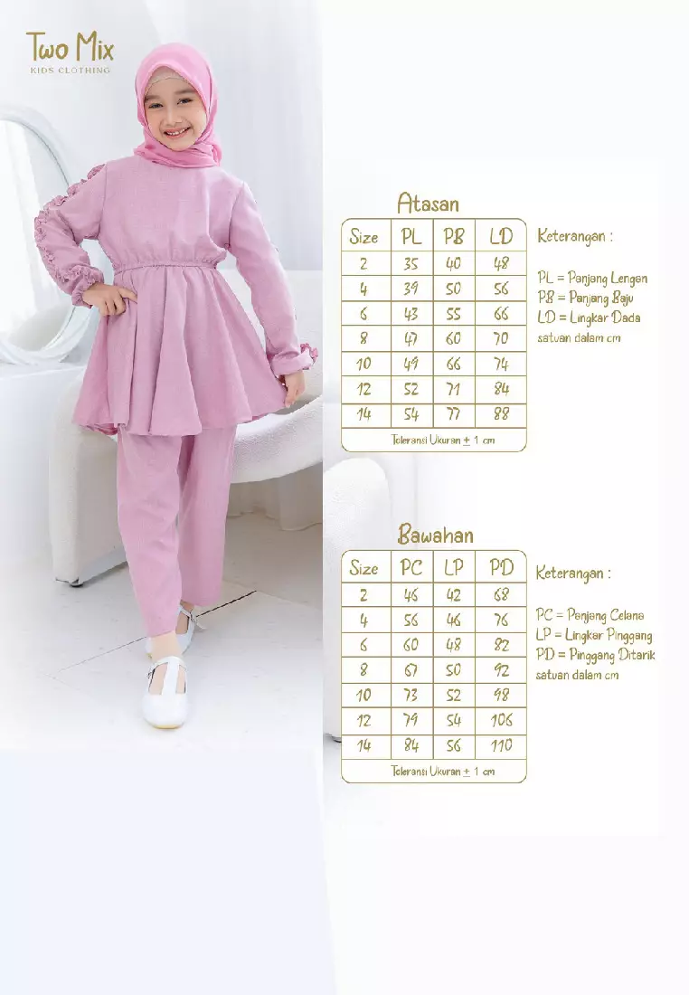 Two Mix - Setelan Gamis Couple Anak Perempuan - Stelan Baju Gamis Couple Ibu Anak Cewek 4358