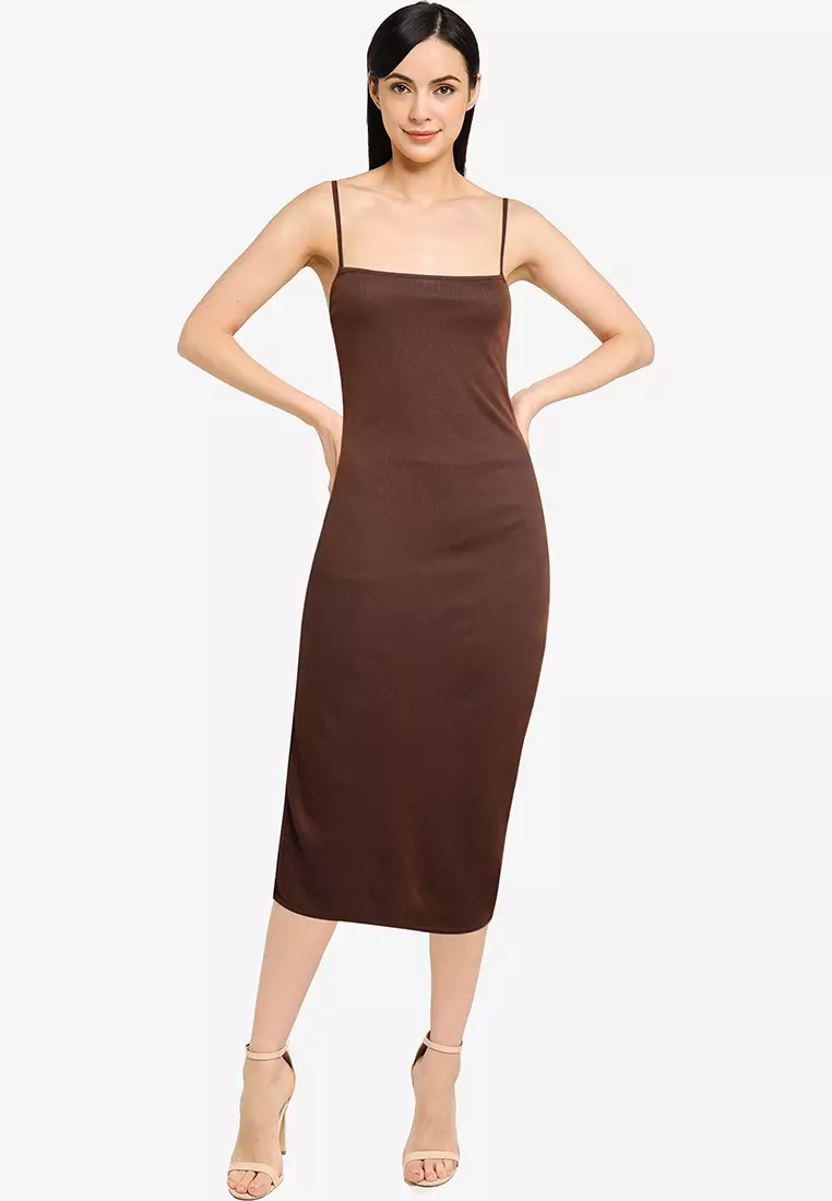 MISSGUIDED Petite Ribbed Strappy Midi Dress 2024, Buy MISSGUIDED Online