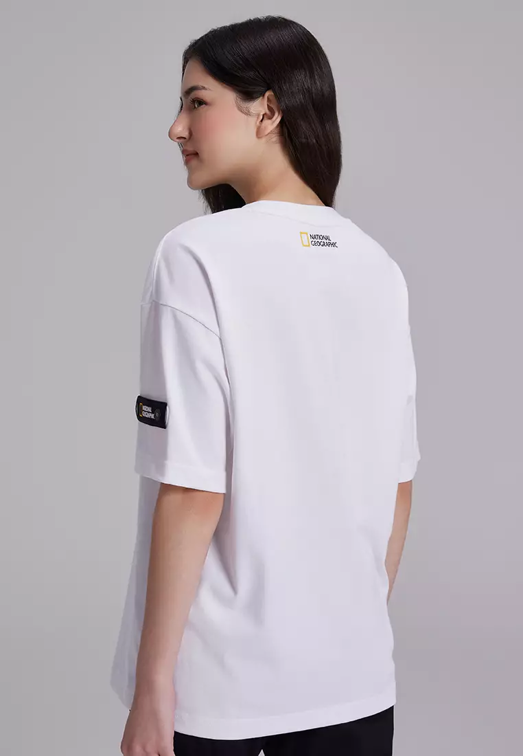 男女同款徽章半寬鬆短袖T恤