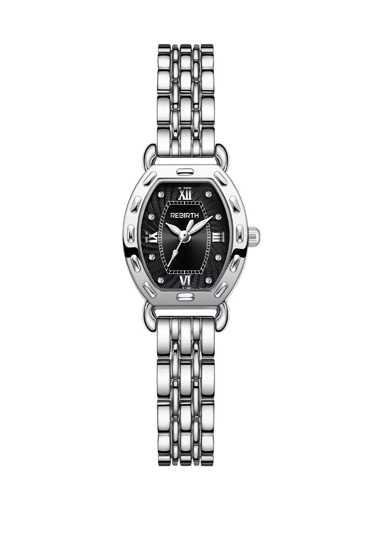 Jam Tangan Wanita Korea Original Tonneau Dial Berlian Anti Air Jam Tangan Cewek silver black