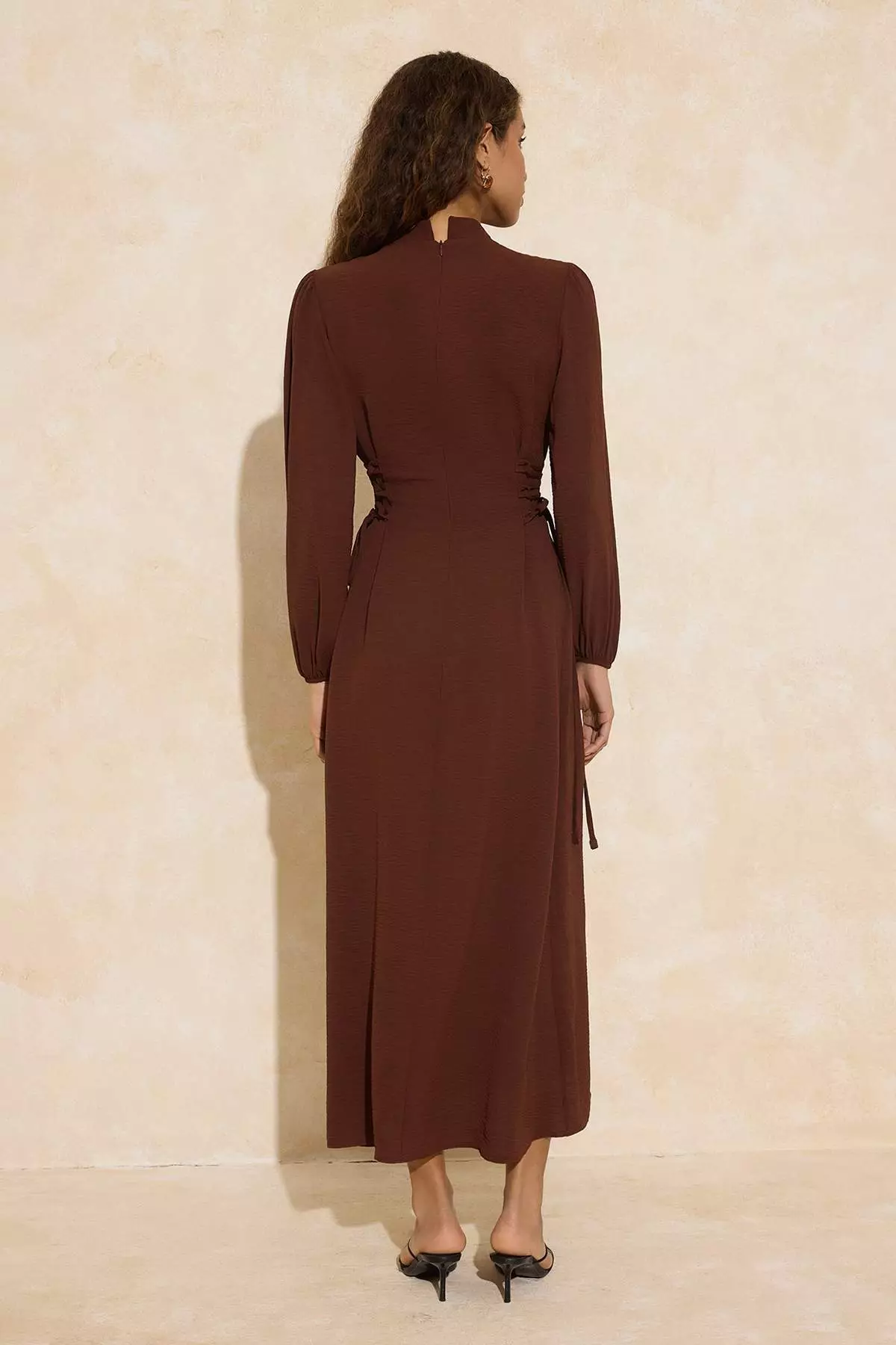 Brown Hakim Yaka Beli Britli Aerobin Woven Dress Tctss25Eb00082