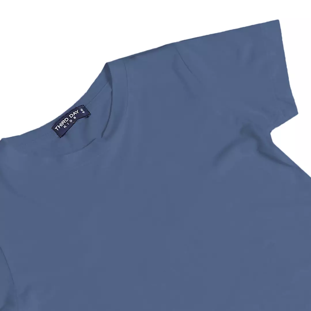 KU089 kaos anak boy girl polos biru denim