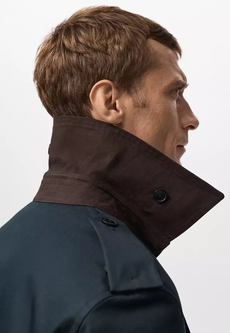 Water-Repellent Belted Trench Coat