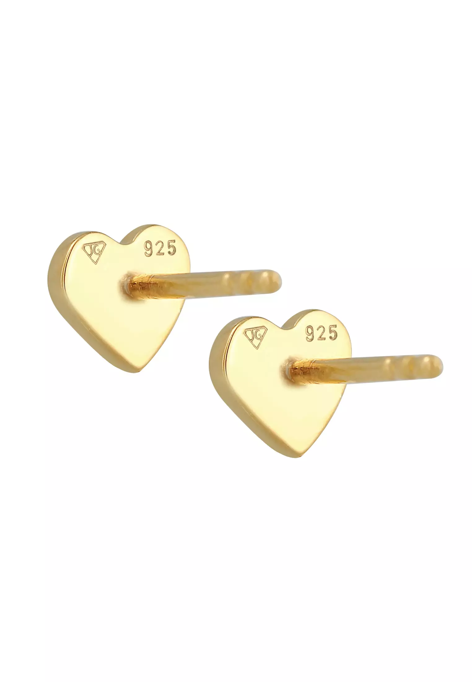 Jewelry Set Heart Pendant Stud Earrings Basic Gold Plated
