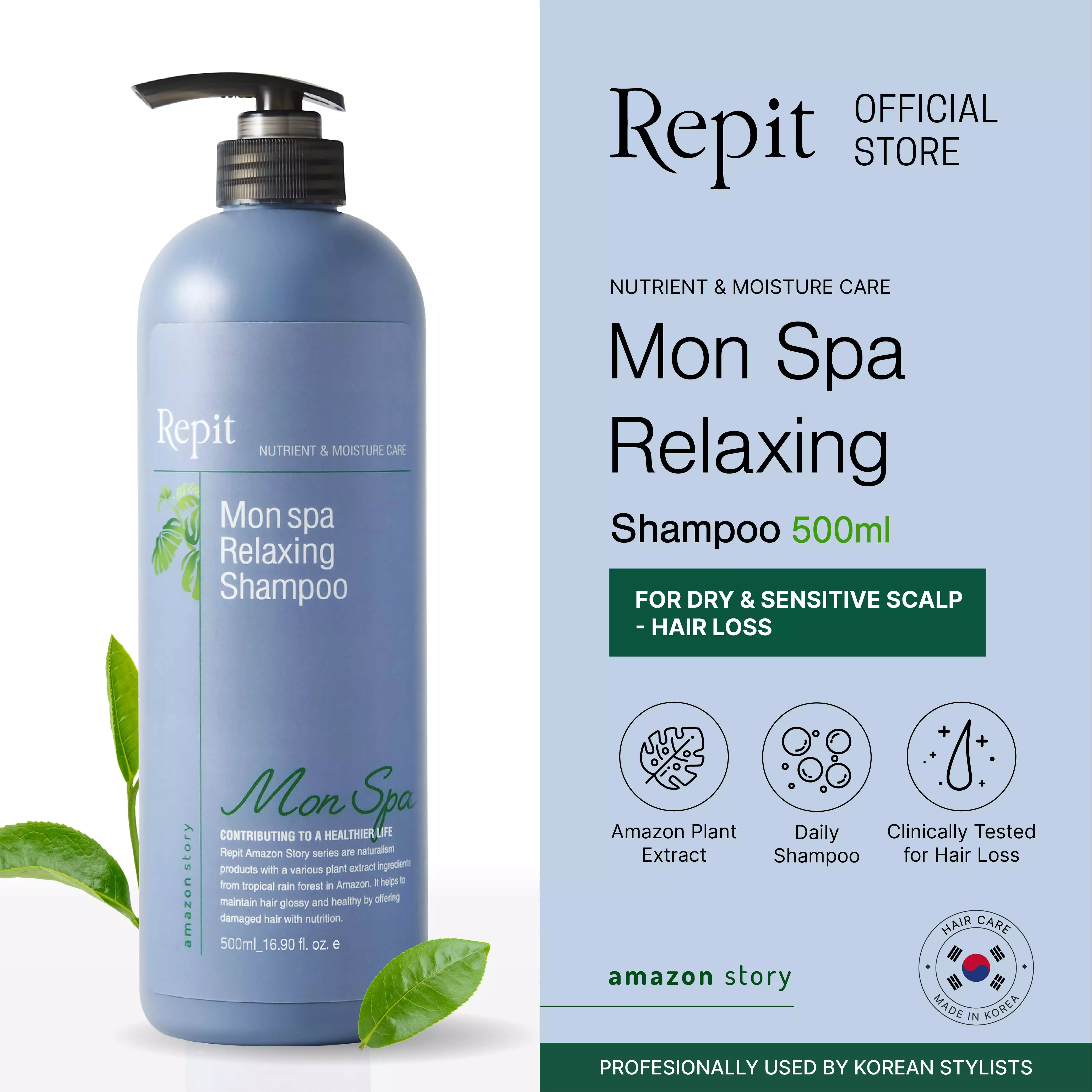 Repit Amazon Story Monspa Relaxing Shampoo - Shampoo Kulit Kepala Berminyak / Ketombe Basah / Rambut Rontok (Rambut Diwarnai)