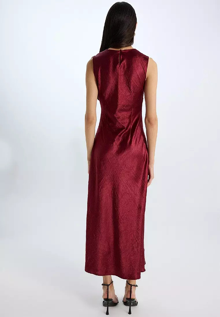 Satin Sleeveless Midi Dress
