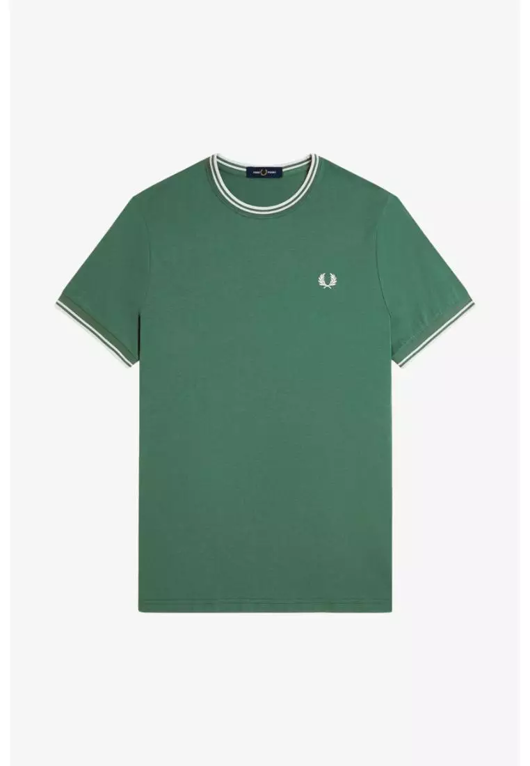 Fred Perry M1588  Twin Tipped T-Shirt (Sport Green / Track Blue / Track Blue)