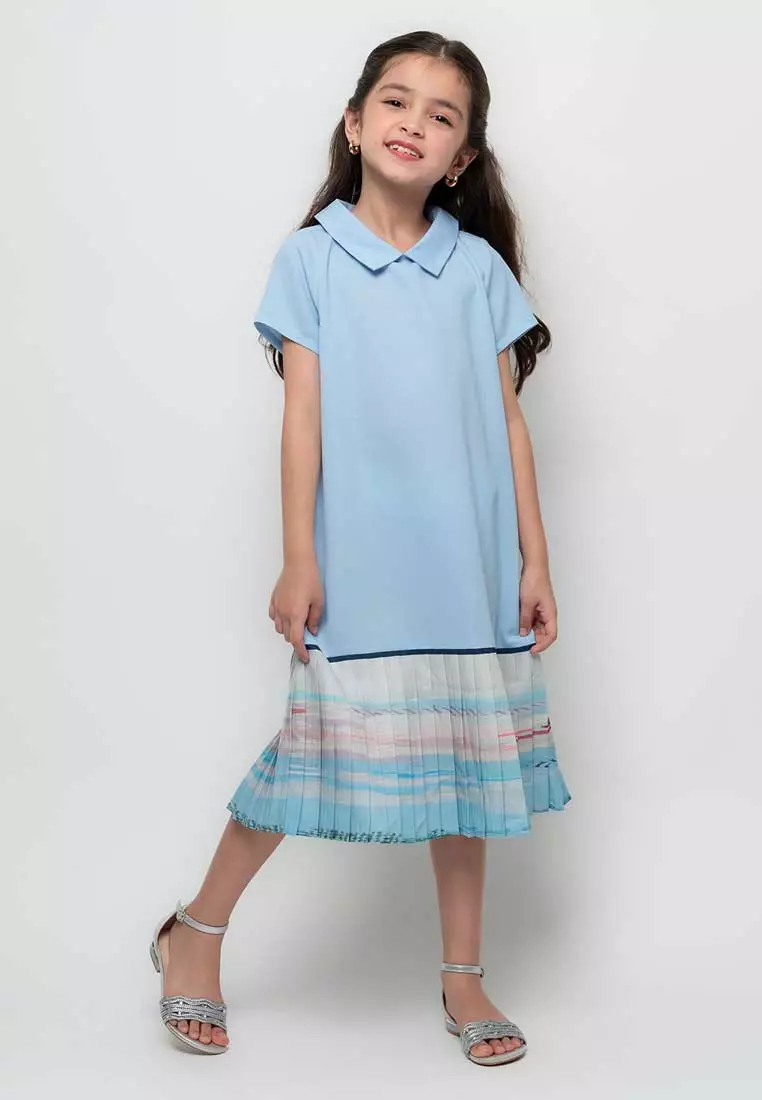 Treehouse Aurora Collared Dress with  Pleated Hem