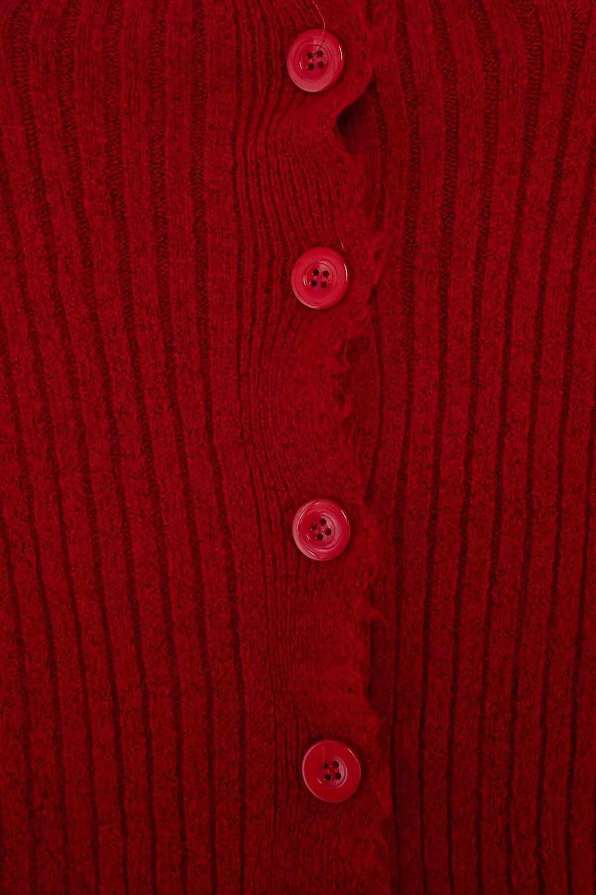 Red Crop Soft Textured High Neck Knitwear Cardigan Twoaw22Hi0174