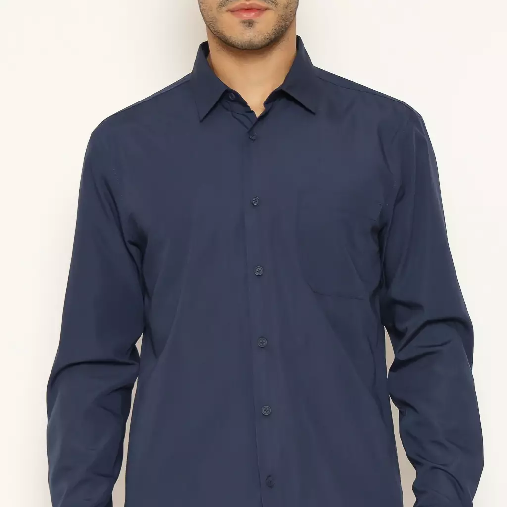 AMK Kemeja Basic Pria Lengan Panjang SHS GINJIRO L/S Navy Blue