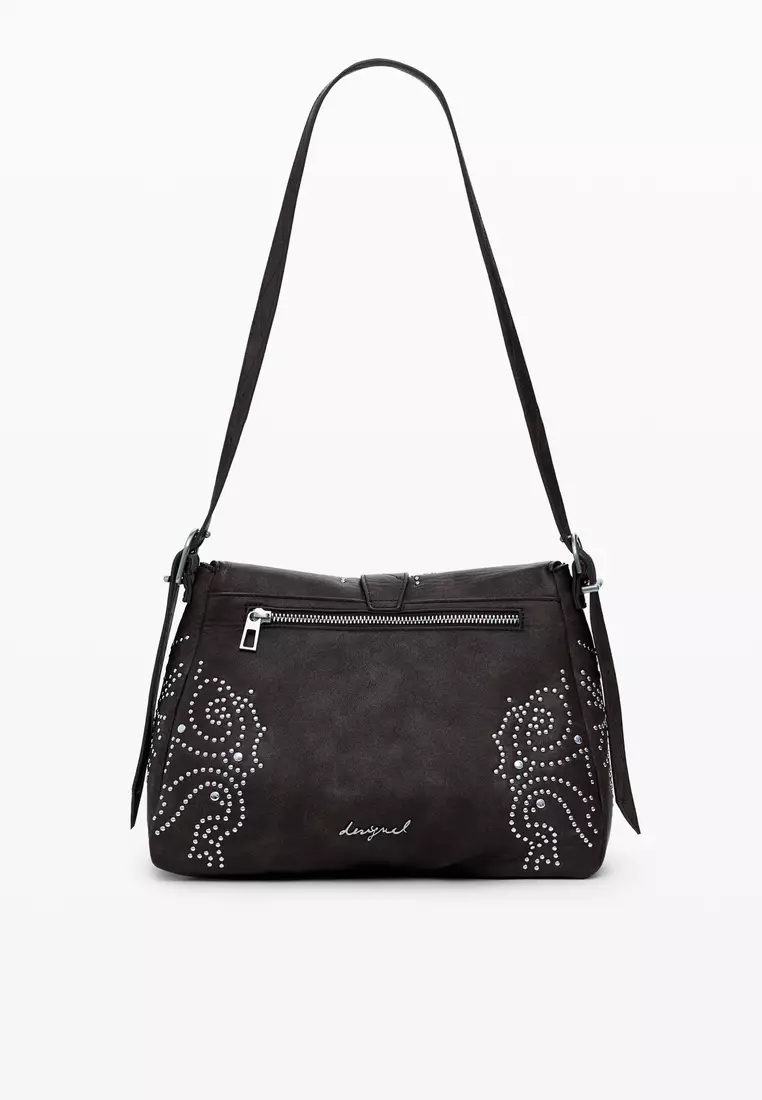 Medium faux leather buckle bag