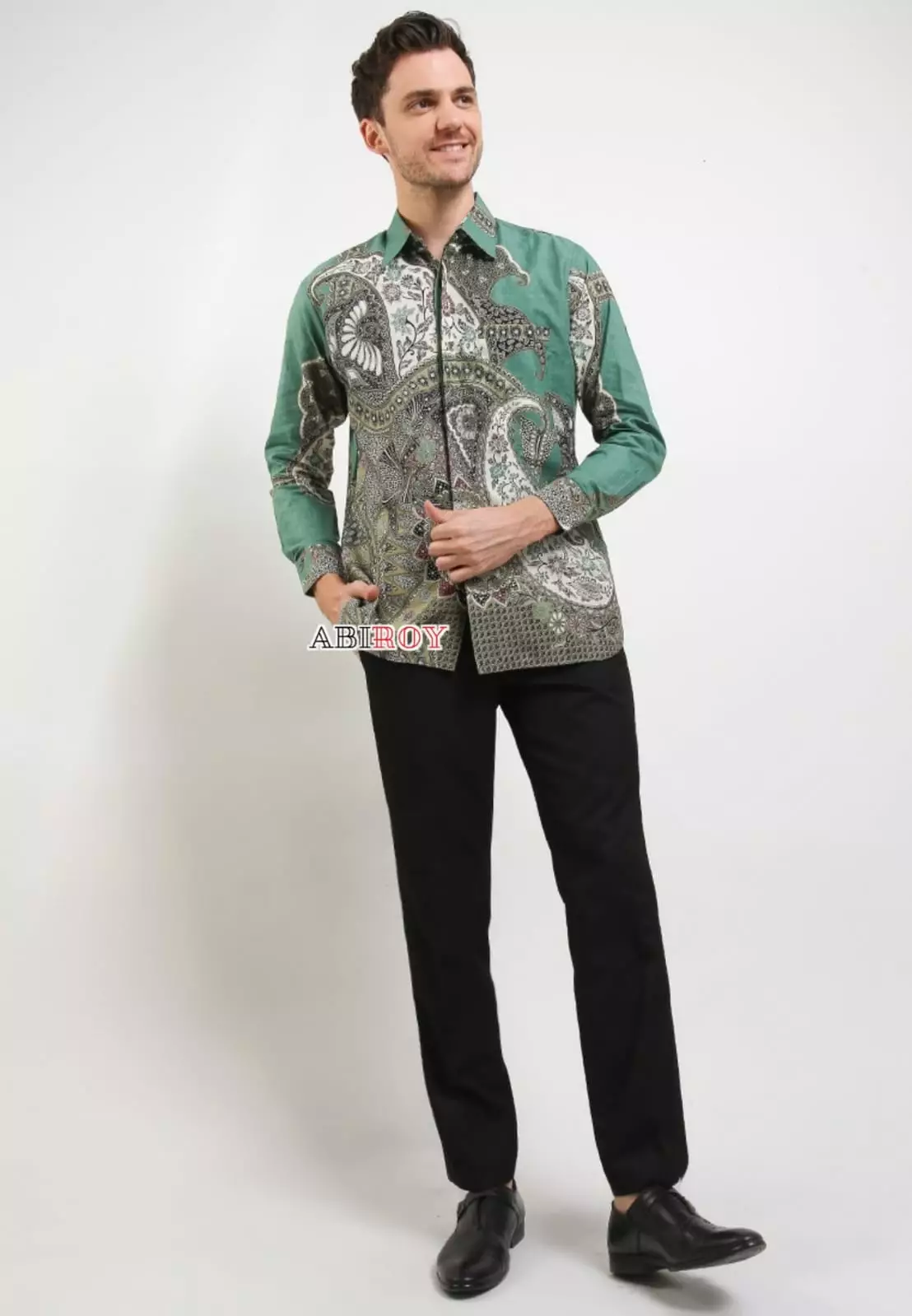 Kemeja Batik Pria Premium Slimfit Elegant Modern Lengan Panjang Bimasatya Ijo