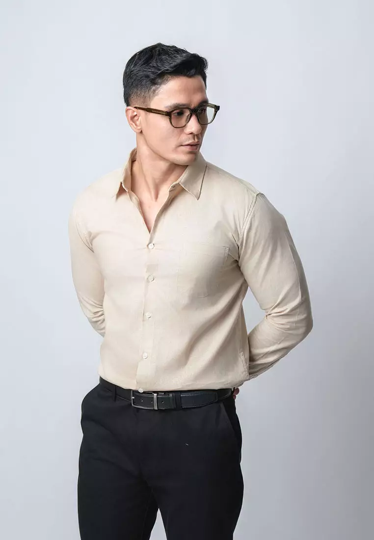 Light Khaki Rami Linen Shirt LS