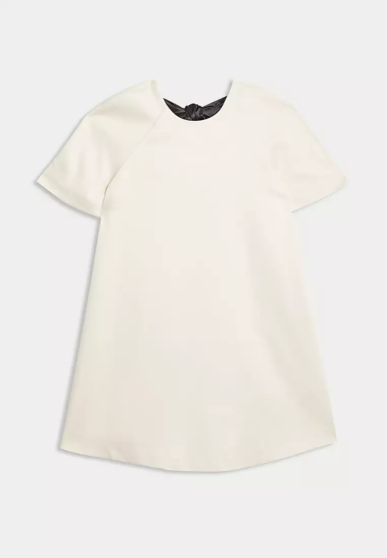 Bow Detail Round Neck Mini Shift Dress