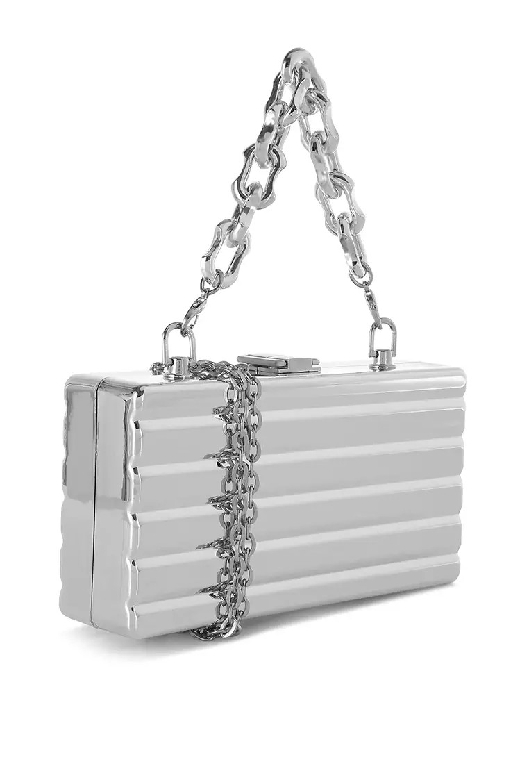 Silver Metallic Mini Box Purse