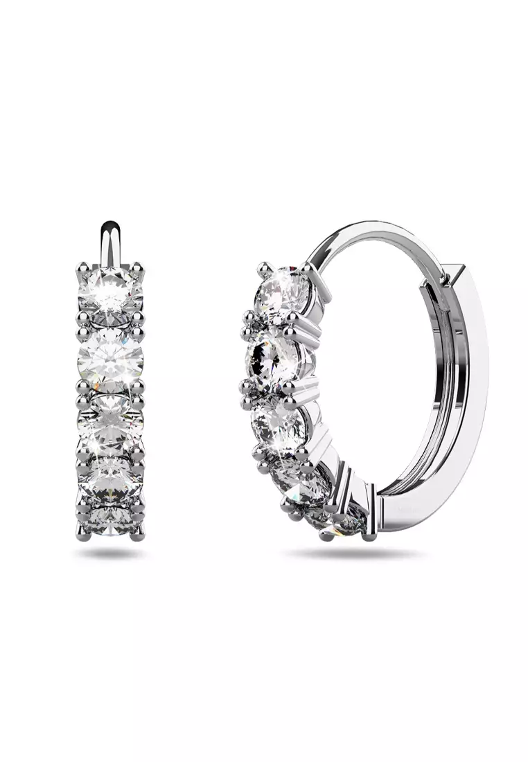 White gold clearance diamond huggie earrings