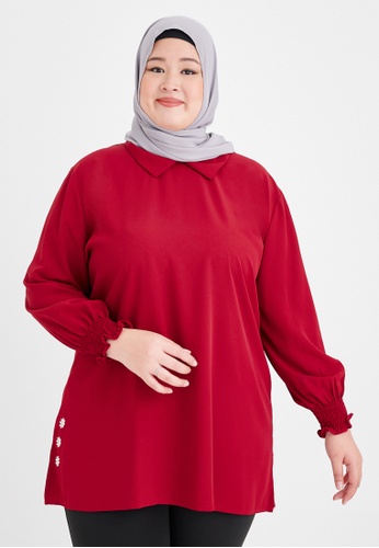 Gene Martino black and red and beige Gene Martino - Ophelia Daisy Blouse AEECAAA41875D5GS_1