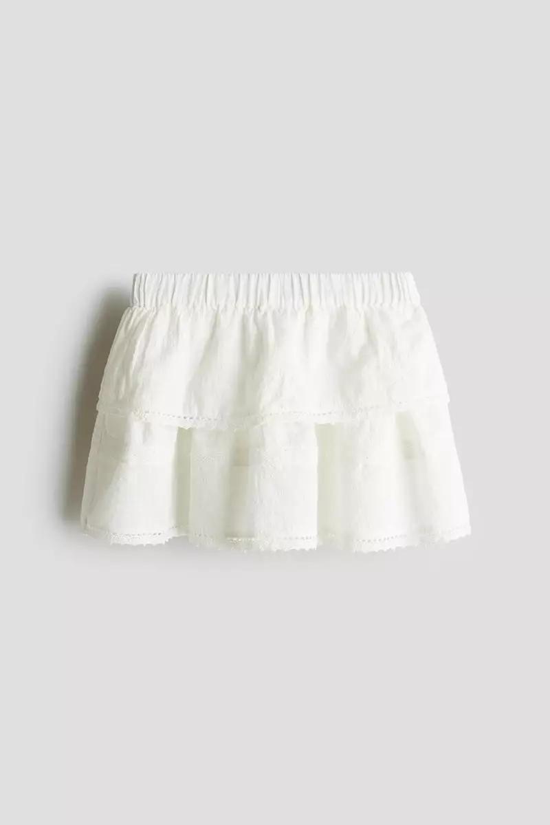 Lace-trimmed cotton skirt