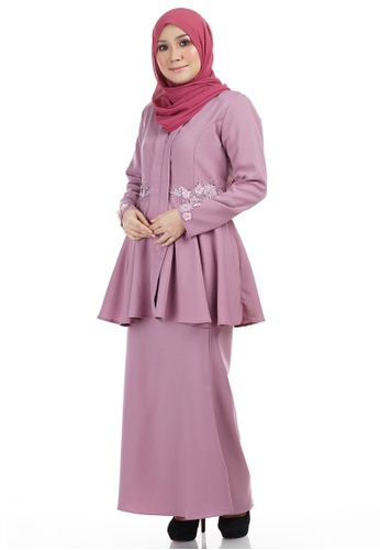 Buy Nina Kebaya with Frill Peplum from Ashura in purple and Multi only 200