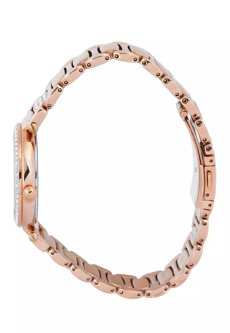 Bonia Sapphire Crystal - Jam Tangan Analog Wanita - Silver Dial - Rose Gold Stainless Steel - B10610-2555S