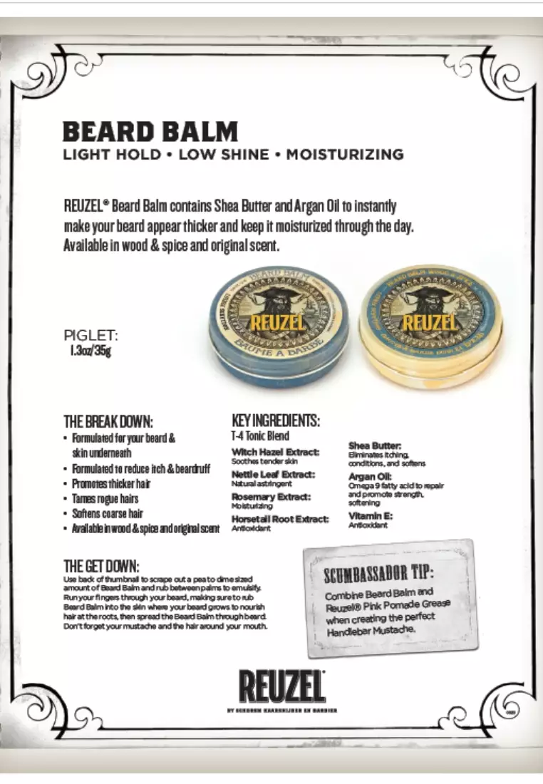  Reuzel Beard Balm, Deep Wood Scented, 1.3 oz