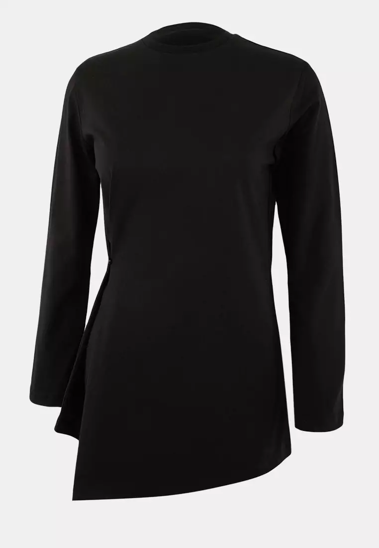 Black Regular Single Jersey Plain Knitted Tctss26Uk00007