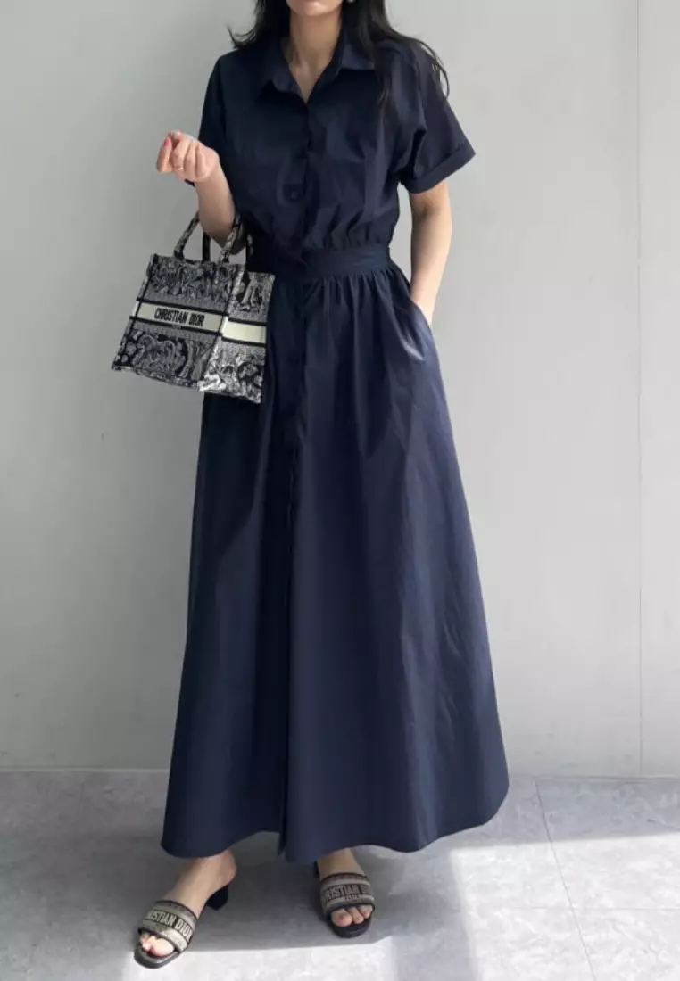 Elegant collar-style single-breasted dress CA25091911BK