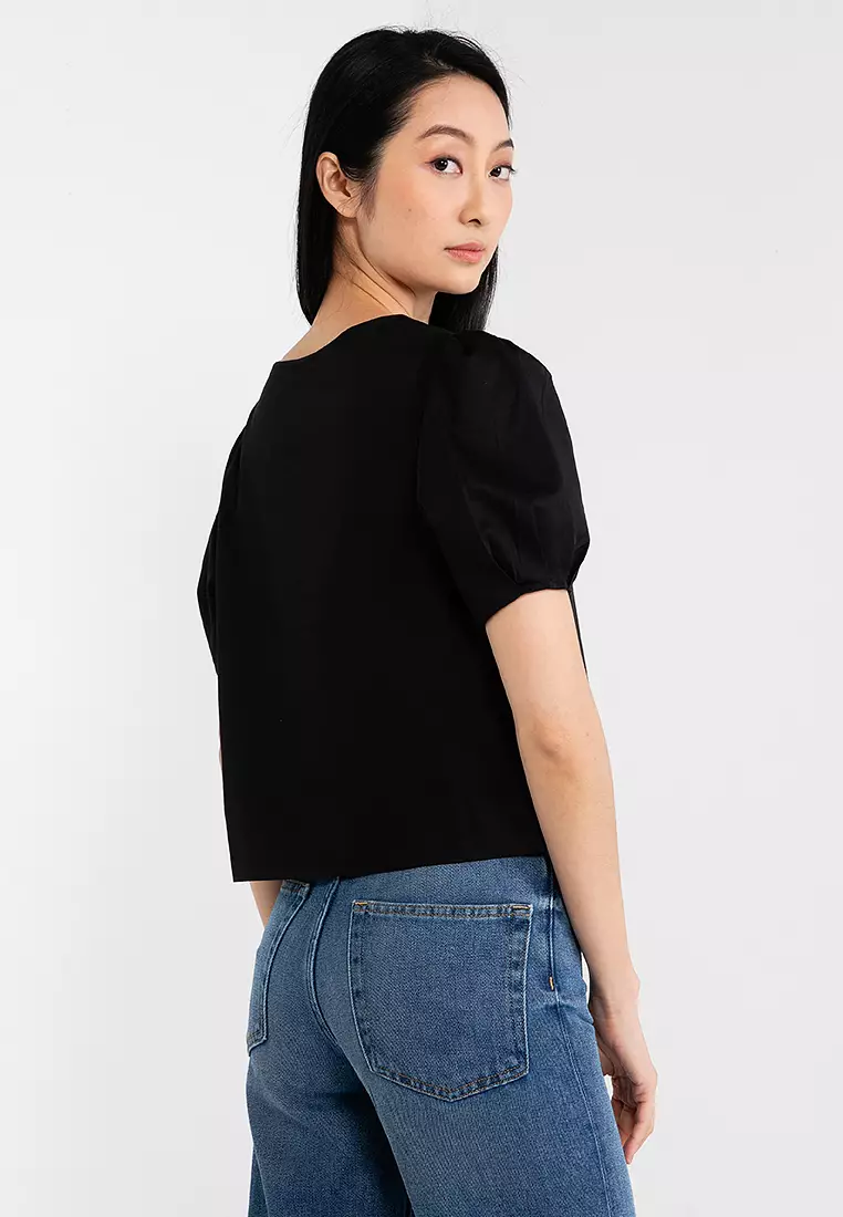 Puff Sleeves Cotton Blouse
