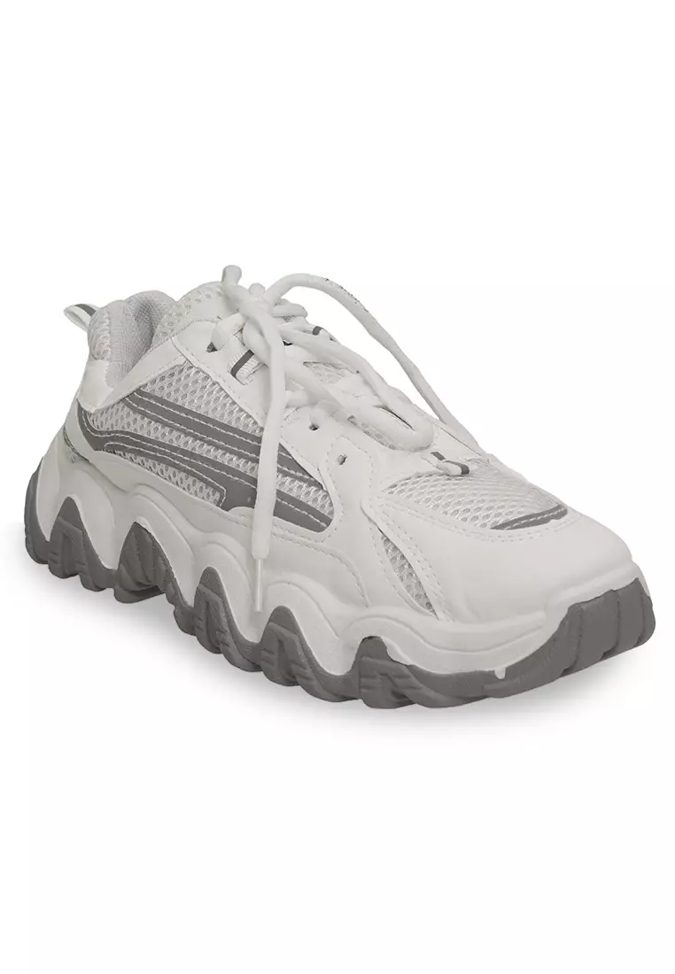 Anando Sepatu Sneakers Sport Tali Pria Desain Ringan Casual Shoes Material Mesh ORIGINAL - White