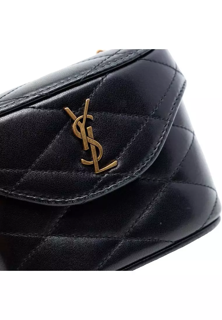 Pre-Loved Saint Laurent Micro Quilted Lambskin Monogram June Box Vanity Bag