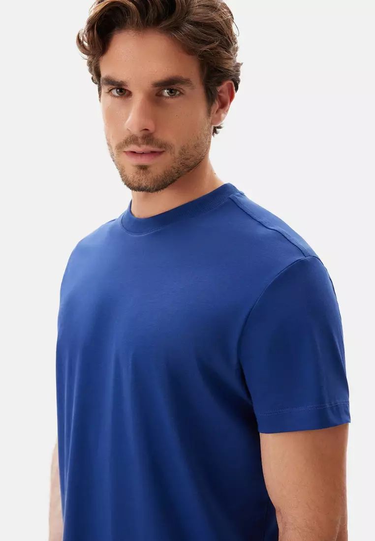 Navy T-Shirt, Crew Neck, Regular, Short Sleeve Loungewear for Men