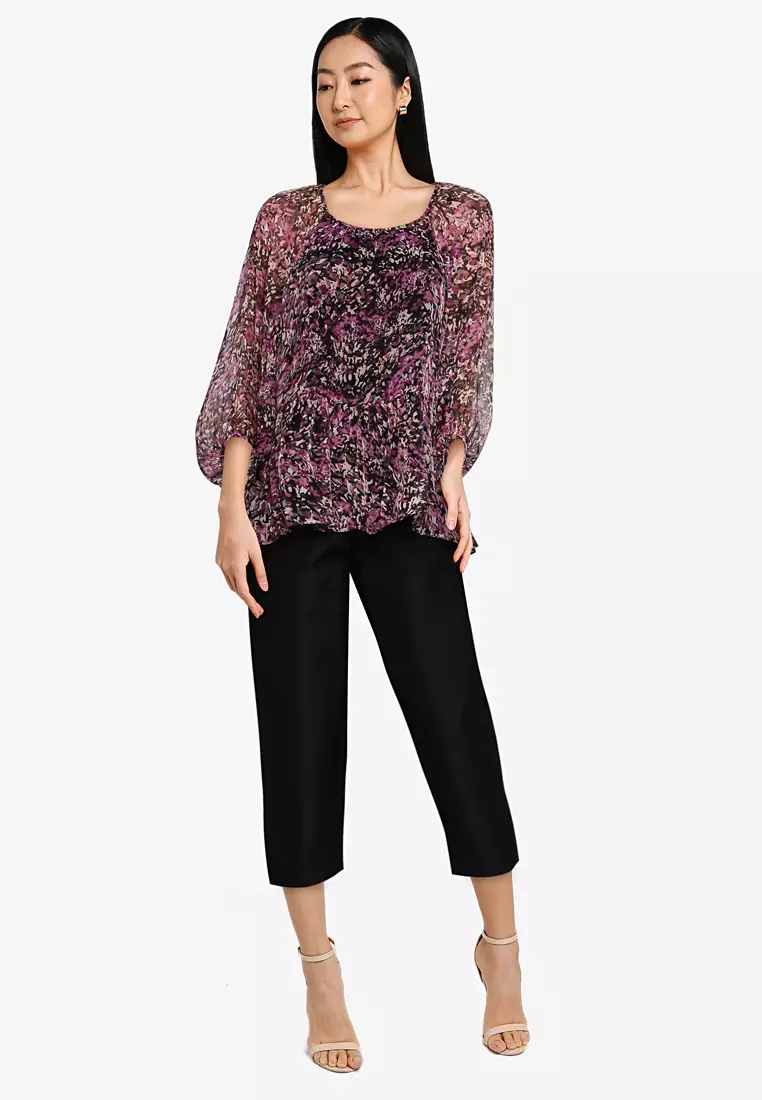 Printed Chiffon Tiered Top