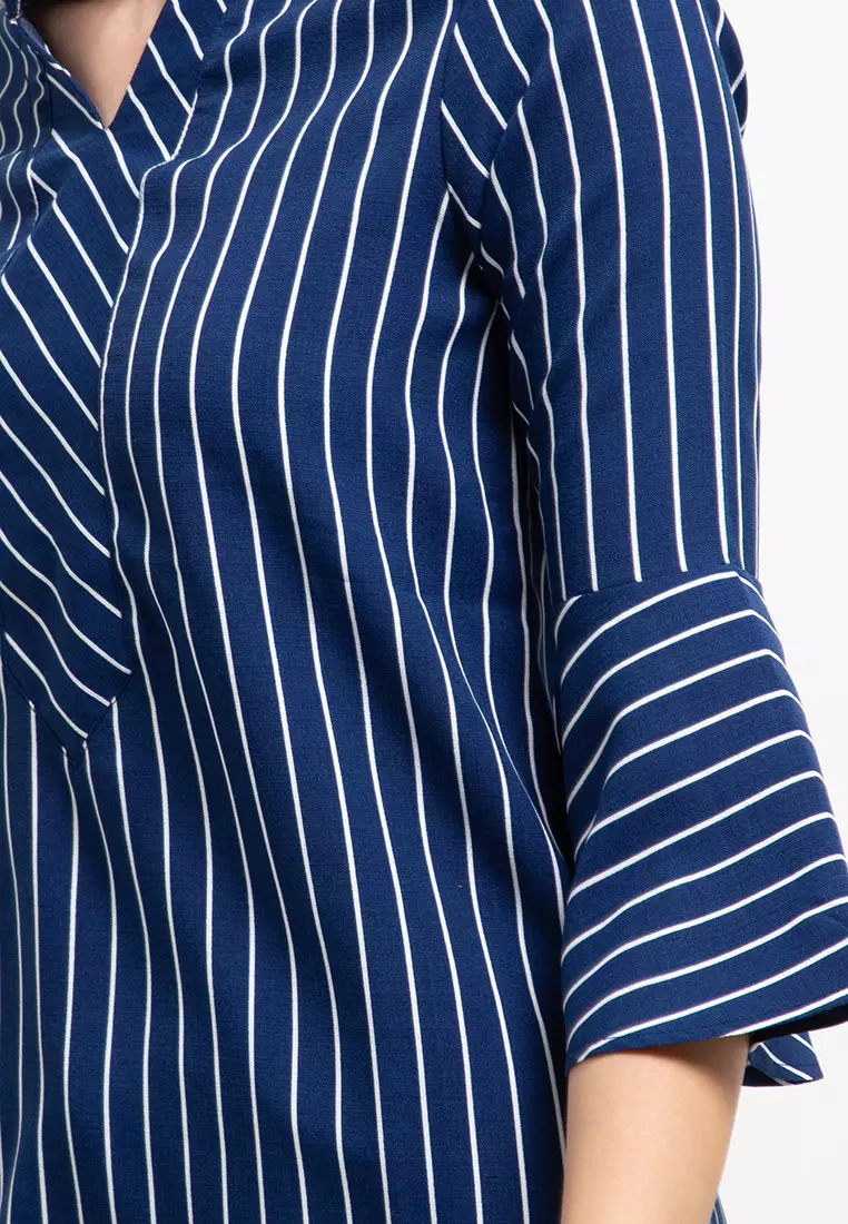 Melody Striped Blouse In Navy