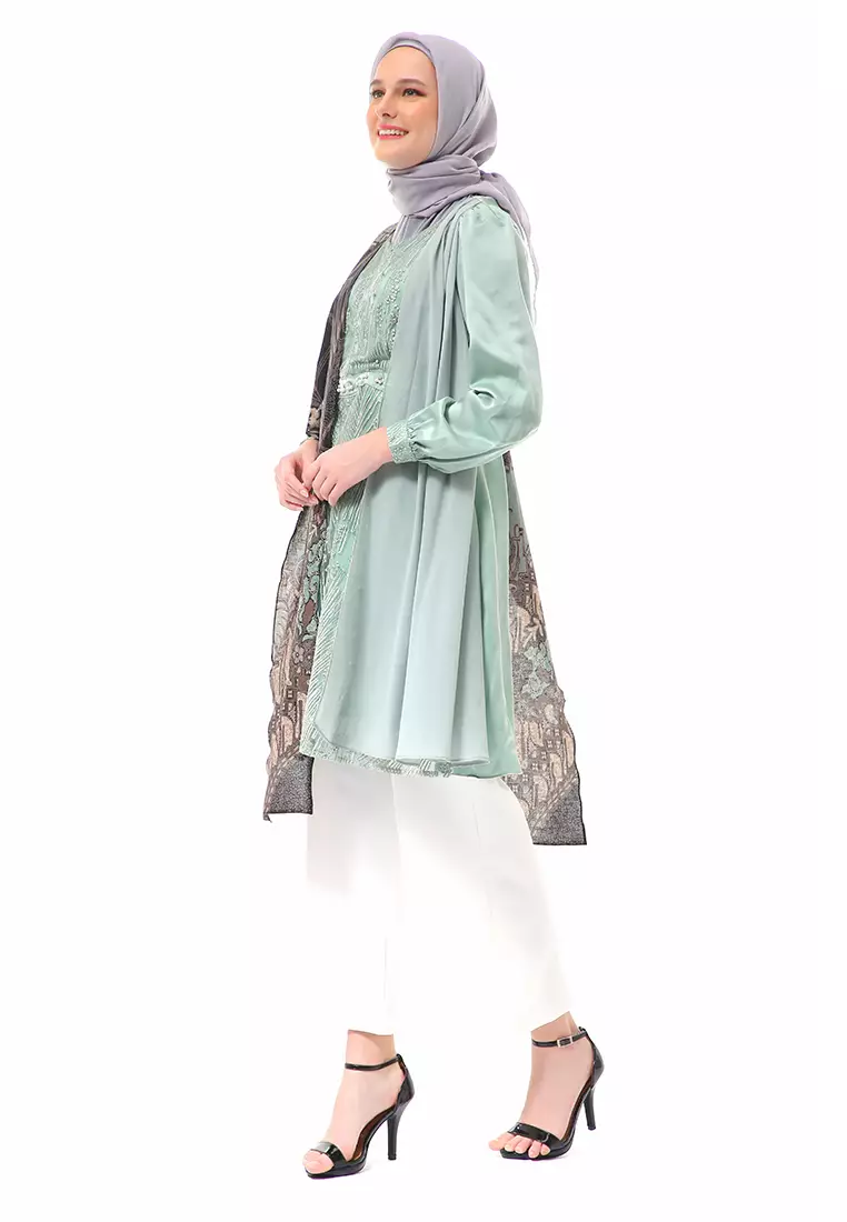 Olivia Long Sleeve Batik Tunik Couple Atasan Wanita Regular fit - Sage Green