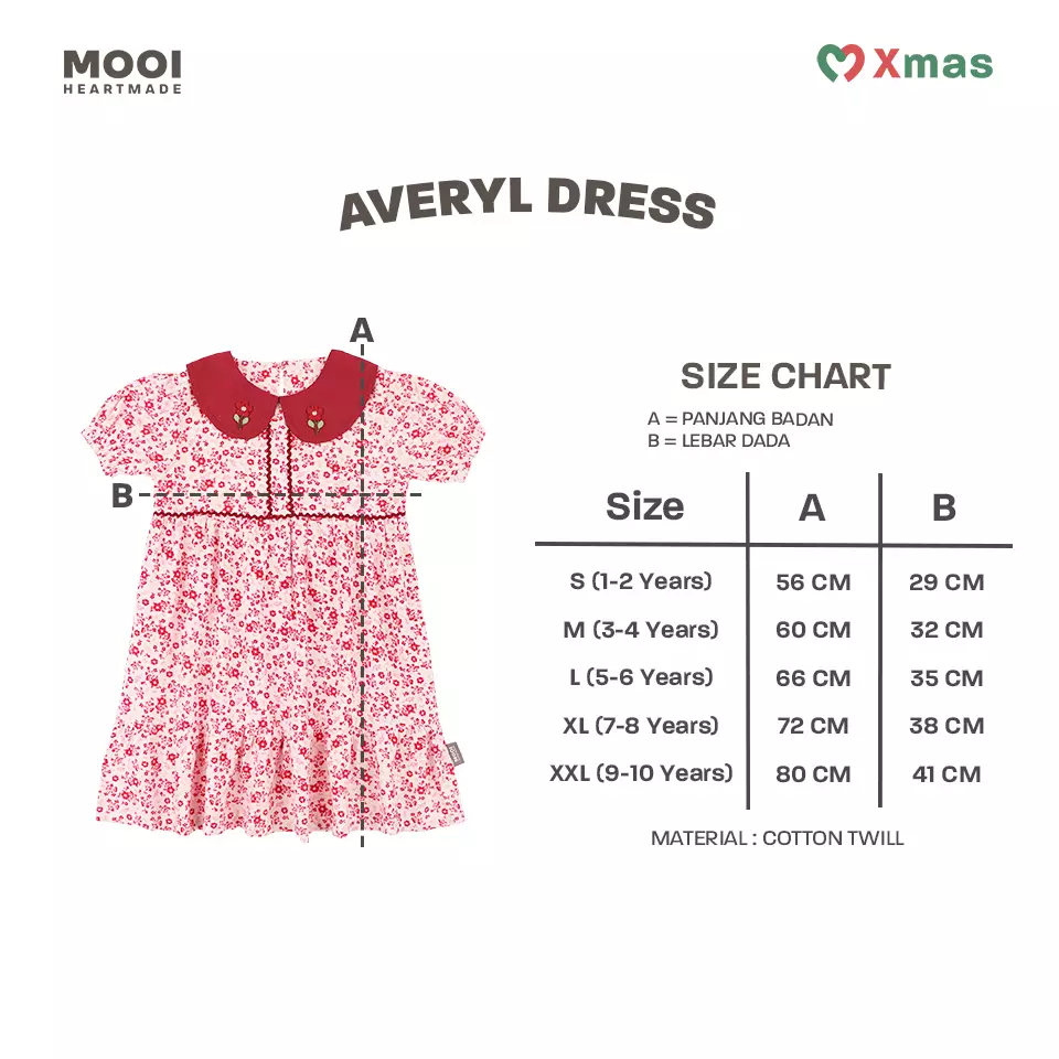 Mooi Dress Anak Perempuan Averyl Dress - Winter Red