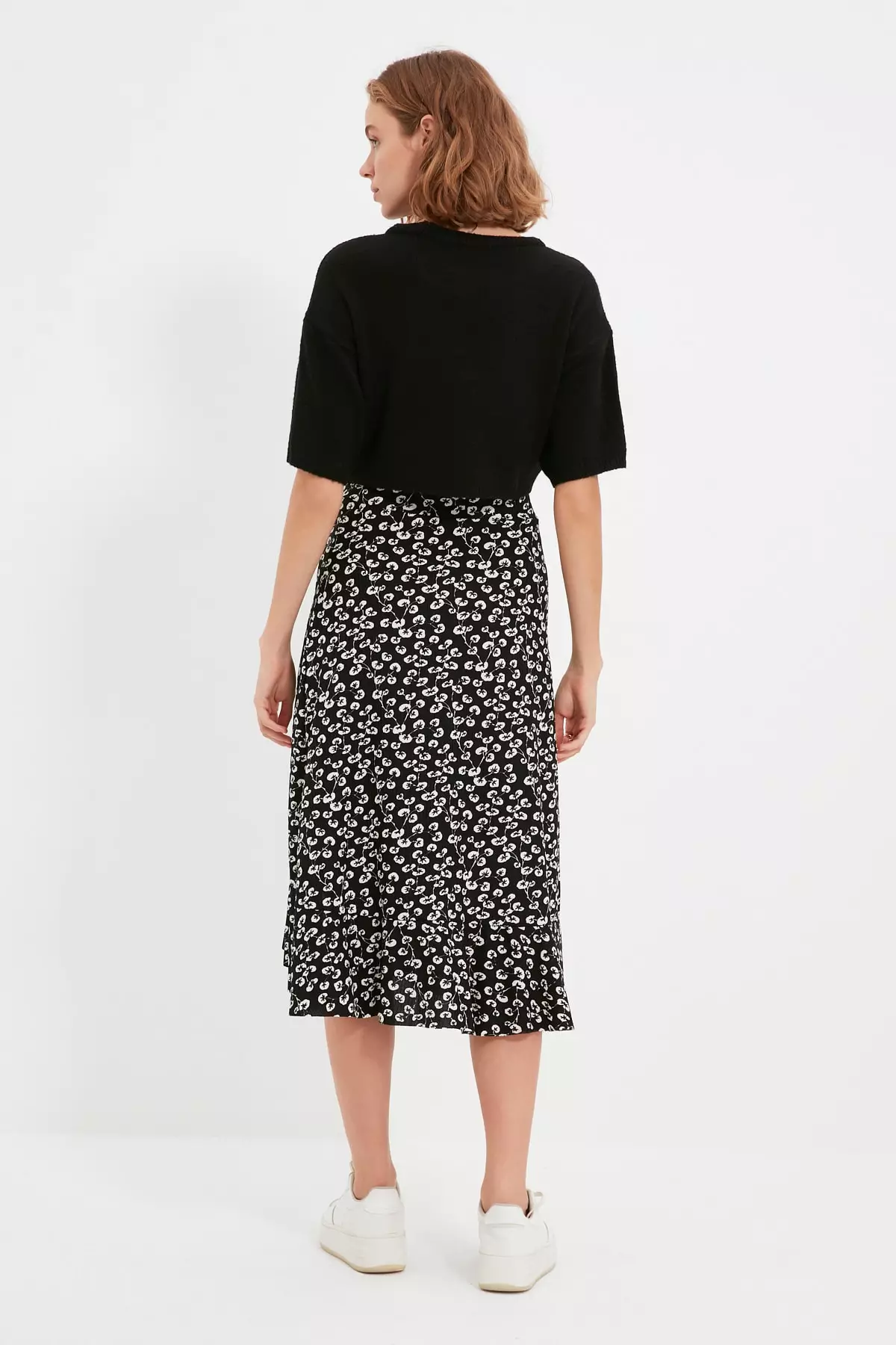 High Waist Floral Print Midi Skirt