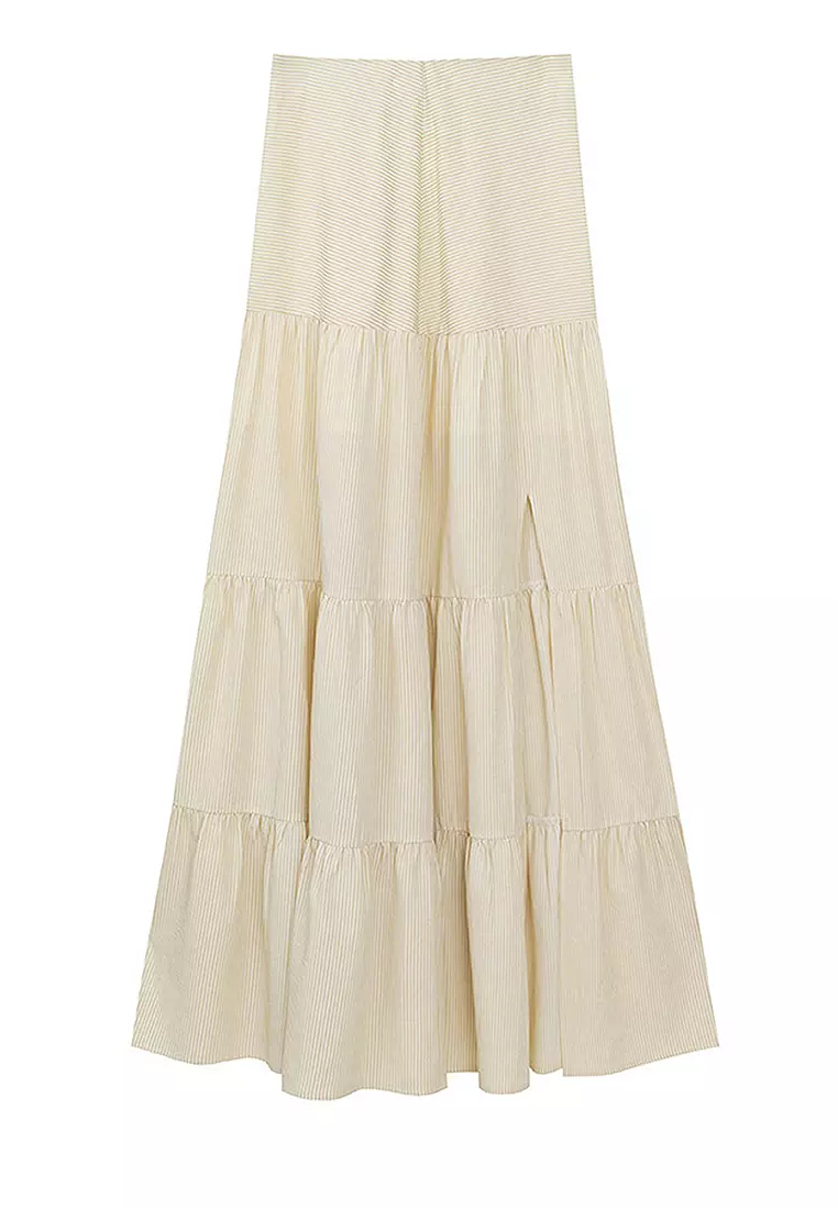 Striped Tiered Maxi Skirt