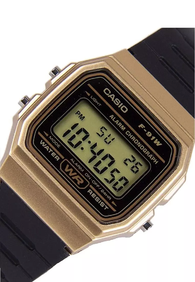 Jam Tangan Digital F-91WM-9A Hitam Gold