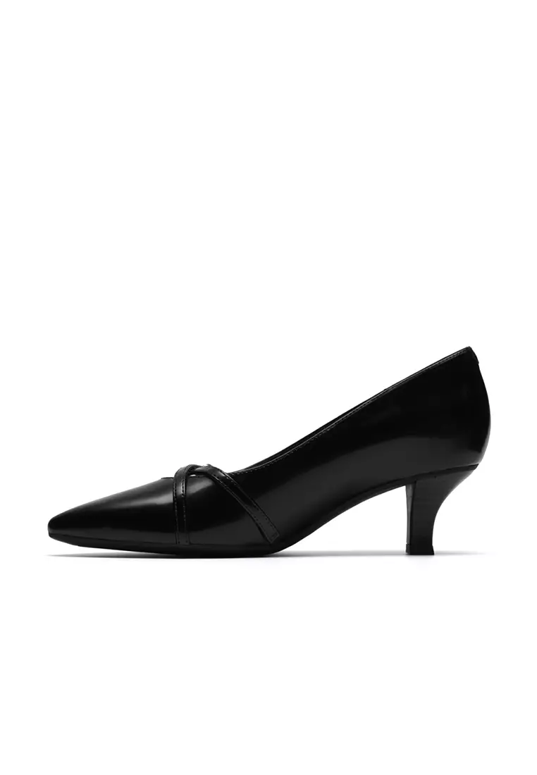 Womens Kepley Star High Heels Black Leather - Wide Fit
