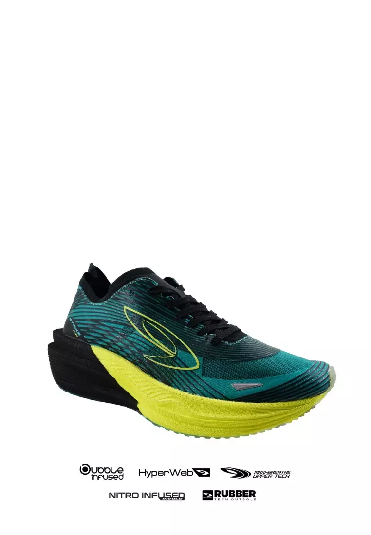 910Nineten HAZE FLOW sepatu lari - HITAM/TEAL/KUNING