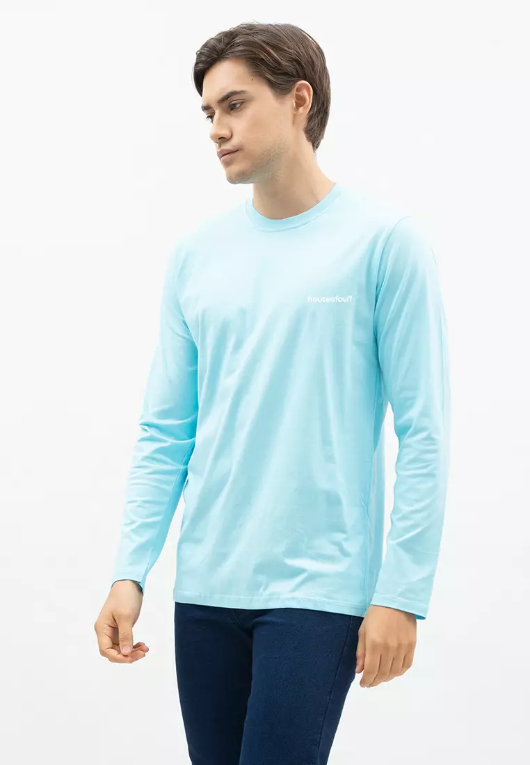 Houseofcuff Kaos Cotton Combed Lengan Panjang Pria Biru Langit